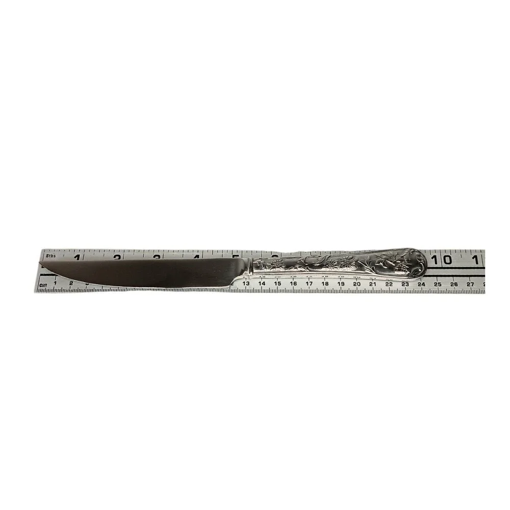 Reed & Barton Queens Garden 12 Steak Knives Glossy Stainless Flatware Floral